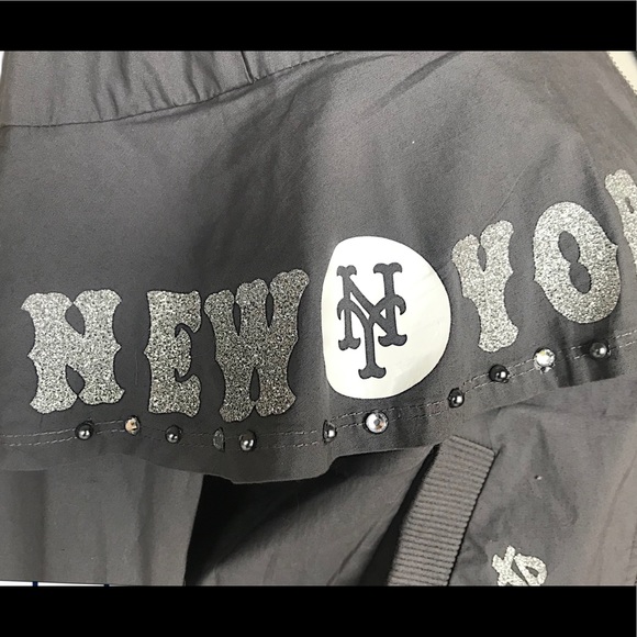 NY Mets Jacket w/ruffle & Silver glitter logos S - Picture 10 of 12
